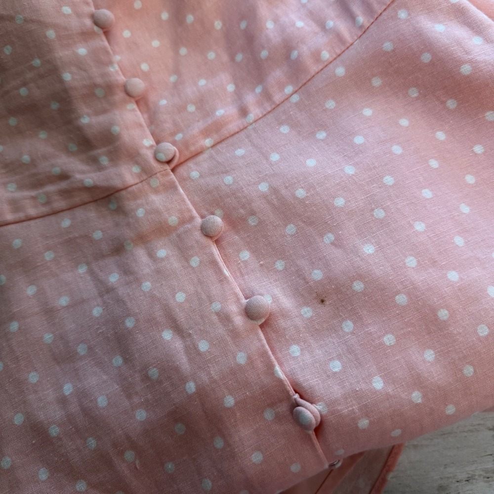 Gal Meets Glam Dress Women 8 Polka Dot Cottagecore Feminine Romantic Linen Blend - Picture 7 of 15